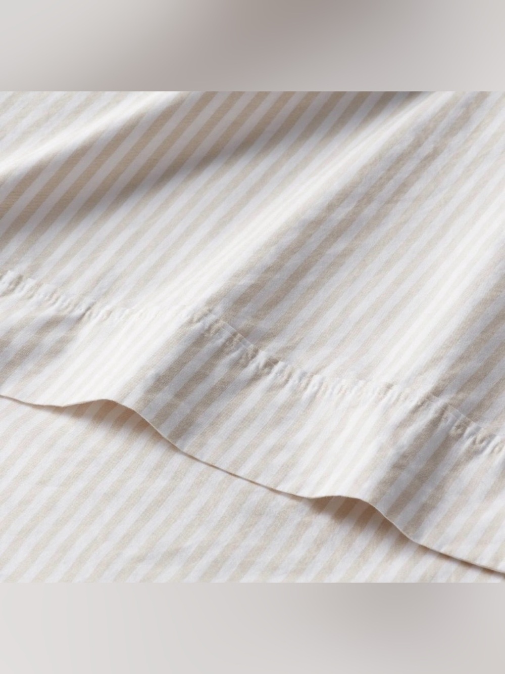 Threshold Queen 201-400 Organic Washed Percale Sheet Set Khaki/White Stripe